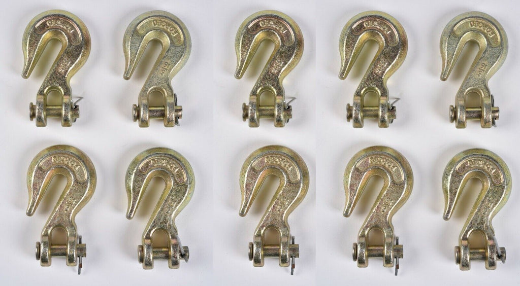 10x G70 5/16" Clevis Grab Hooks Tow Chain f Flatbed Trailer Tie Down Hauling Rig