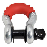 (2) 3/4" Bow Shackle BLACK Screw Pin Red Plastic noise reducer Protector Jeep CJ