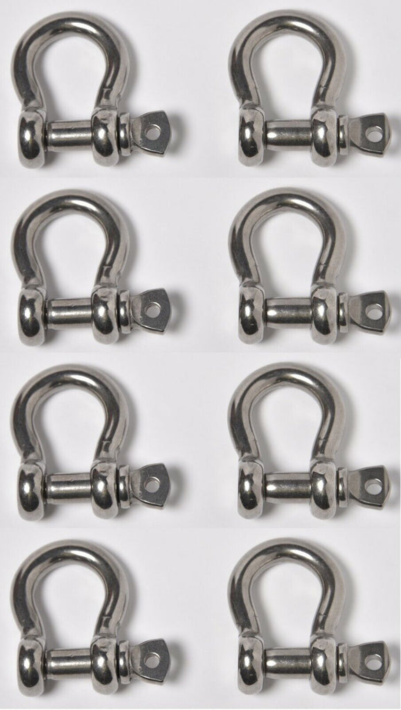 8x Bow Shackle Marine Stainless Steel 3/8" D Clevis Ring 304 Sailboat Rigging
