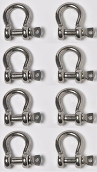 8x Bow Shackle Marine Stainless Steel 3/8" D Clevis Ring 304 Sailboat Rigging