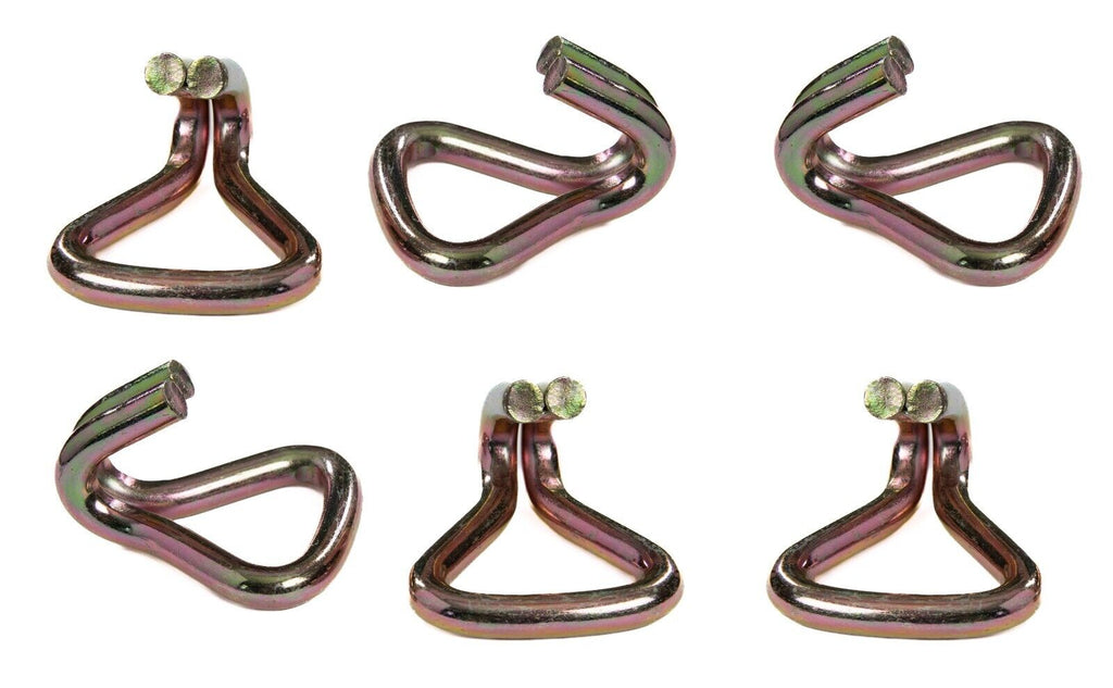 6 pcs - 2" Heavy Duty Double J Wire Hook tie down strap cargo webbing rigging