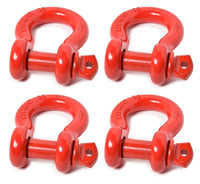 (4) 3/4" RED D-Ring Bow Shackle 10500 lbs Pin & BLACK no noise vibration Reducer