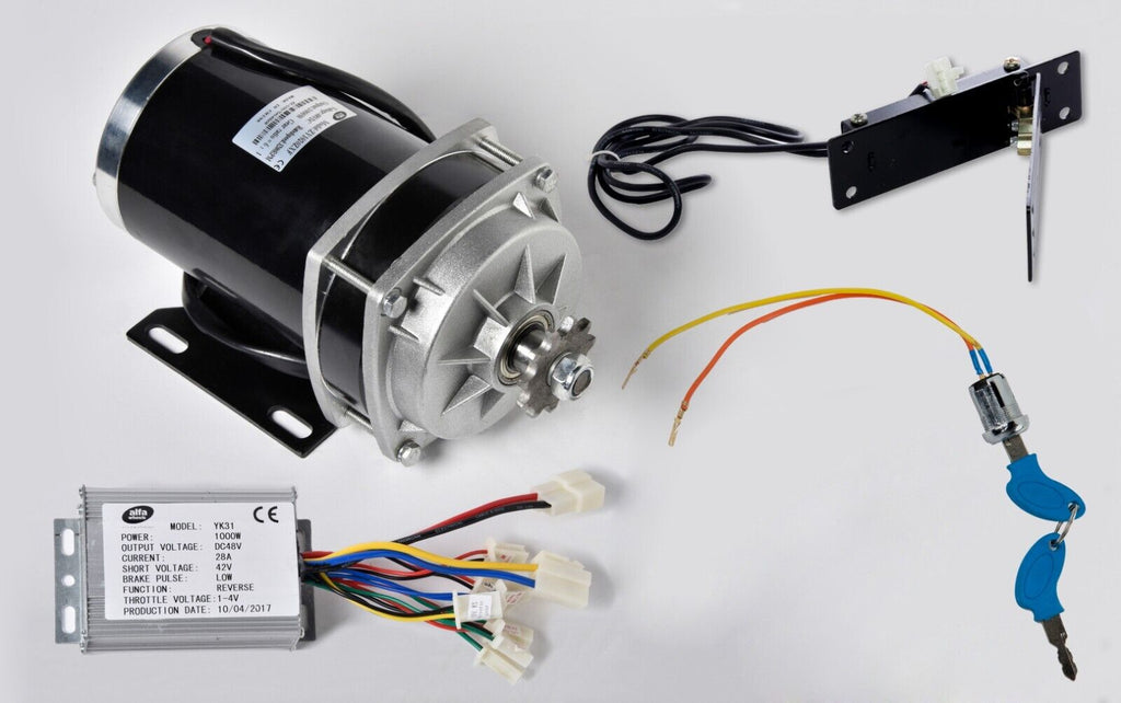 Electric Motor DC GEAR Reduction 1000W 48V+Reverse Control+FootThrottle+KeyLock