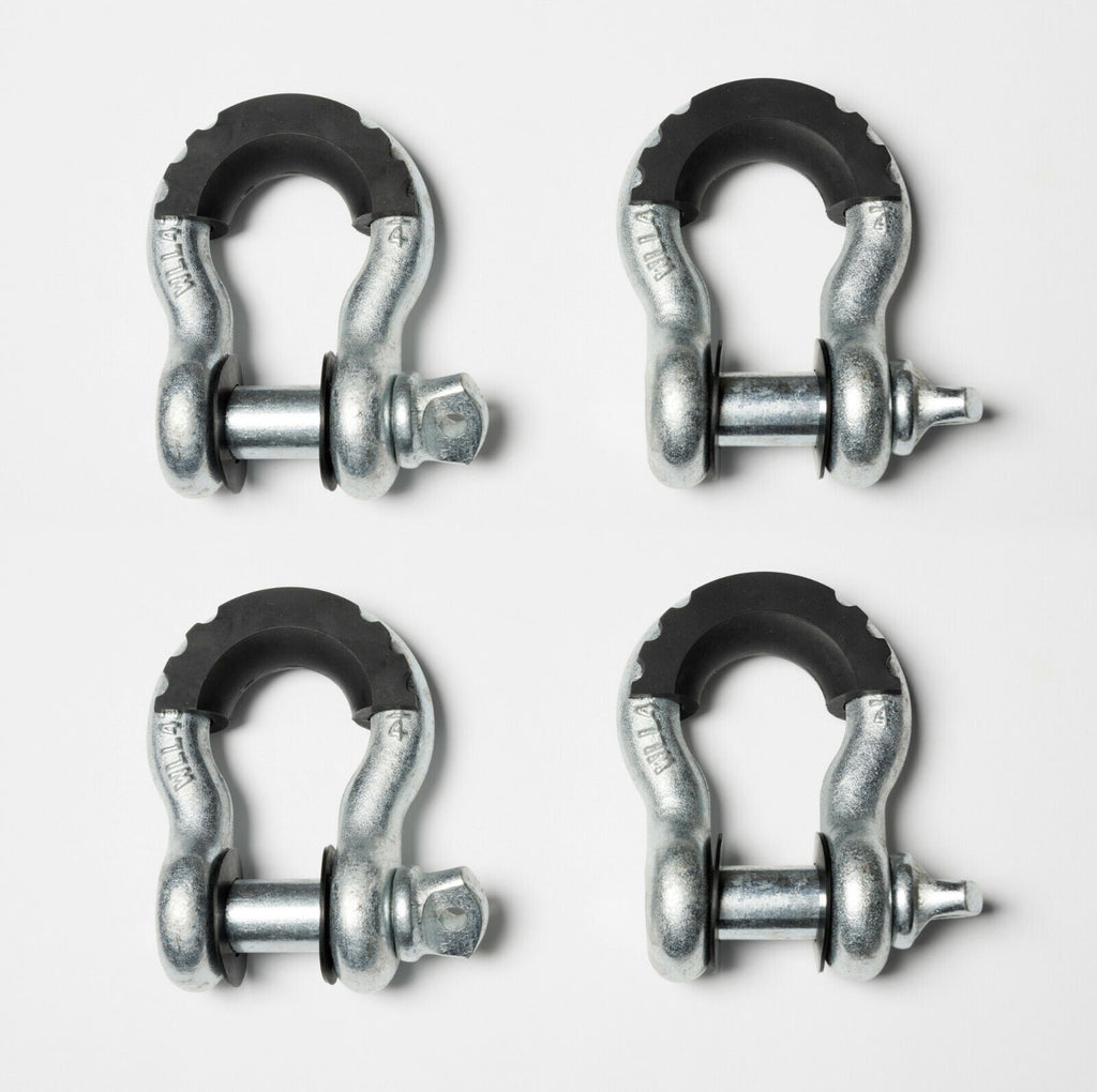 (4) 3/4" Bow Shackle D-Ring Clevis Pin 10500 w/ noise vibration Reducer Jeep CJ