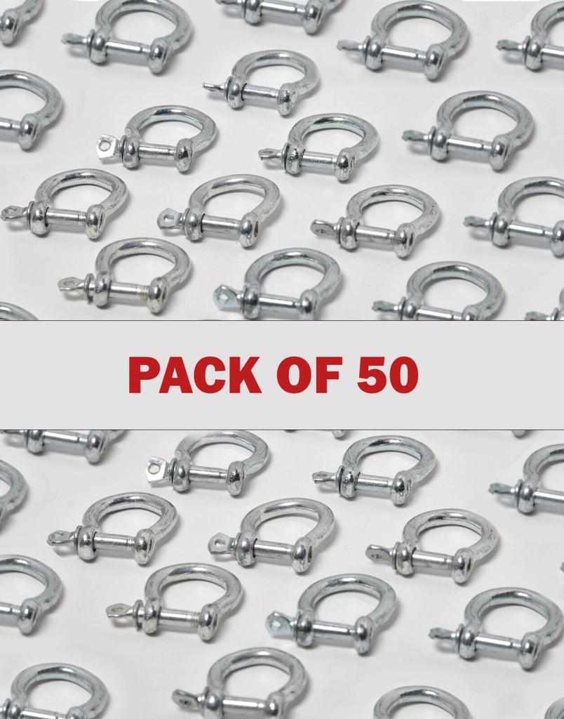 Bow Shackle M5 3/16" 5mm Nickel Plated Steel Screw Pin Anchor Rigging Pack of 50