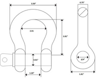 4x BLACK 3/4" Bow Shackles D Ring Screw Pin Jeep CJ Off-Road Anchor Bow 4 3/4TON