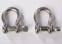2 pcs 3/8" Marine Bow Shackle D Clevis Ring 316 Stainless Steel Sailboat Rigging