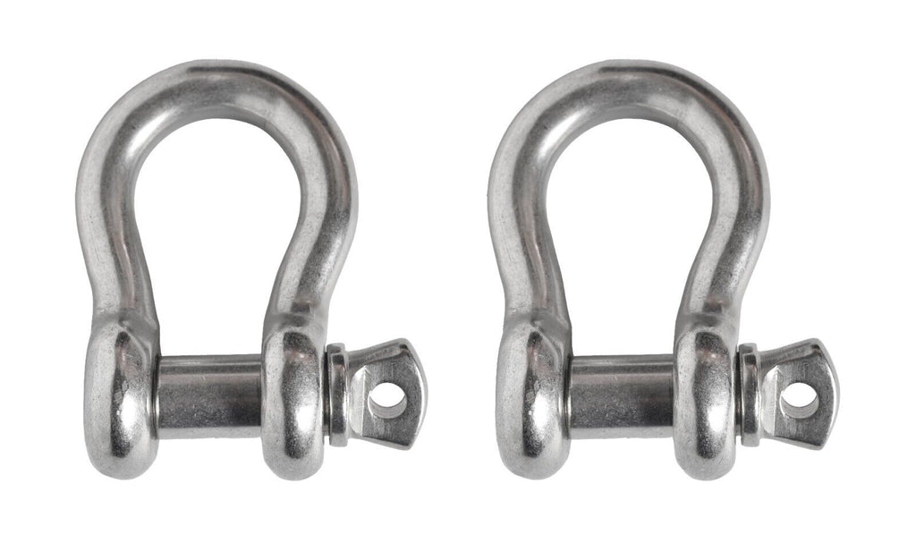 2(Two) 1/2" Marine Bow Shackle Clevis DRing 304 Stainless Steel Sailboat Rigging