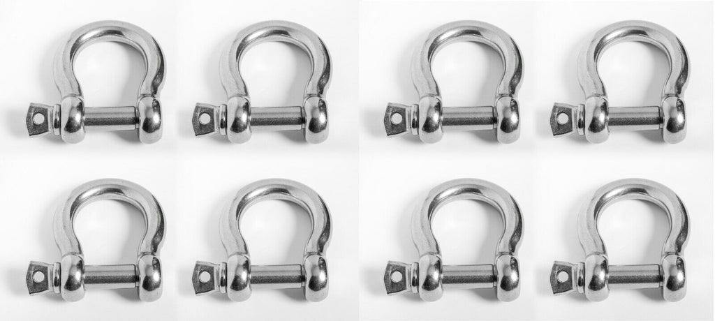 8x 6mm 1/4" Marine Bow Shackle DRing 316 Stainless Steel Boat Rigging Paracord