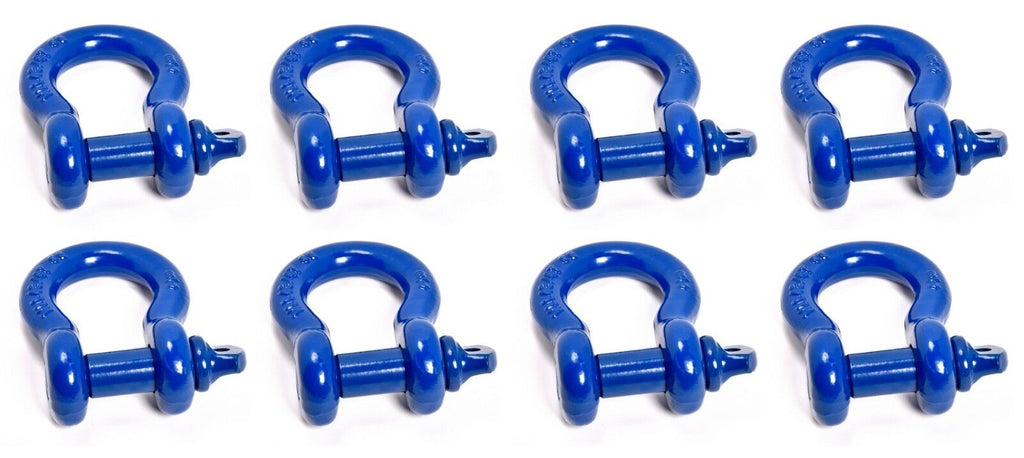 8x BLUE 3/4" Bow Shackles D Ring Screw Pin Jeep CJ Off-Road Anchor Bow 4 3/4 TON