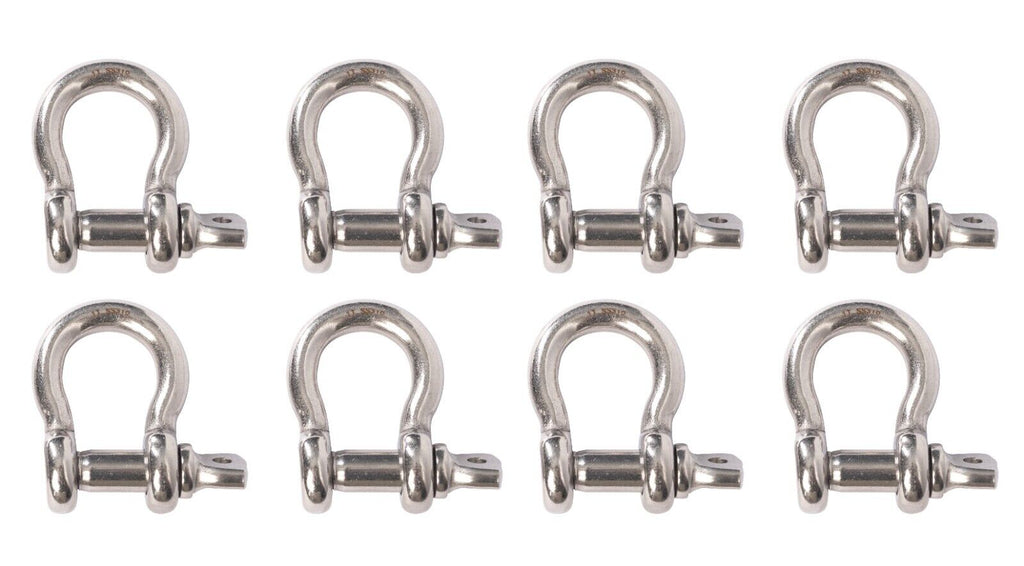 8x Bow Shackle Marine Stainless Steel 3/8" D Clevis Ring 316 Sailboat Rigging