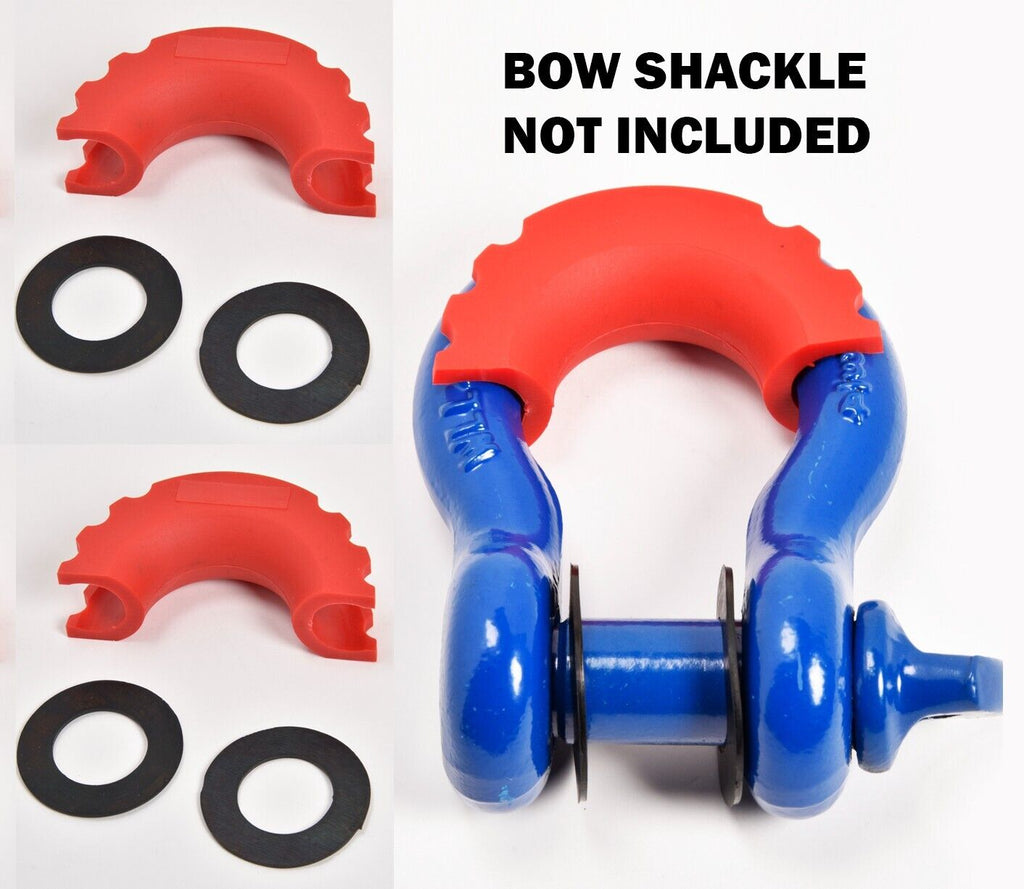 2x D-Ring Red Bow Shackle Isolator Jeep Towing Off Road 3/4" SILENCER Anti-Noise