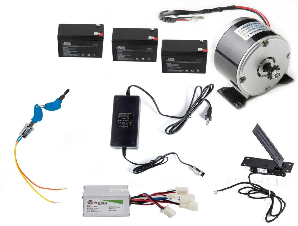 350W 36V electric motor kit w Batteries+Control+Foot Pedal Throttle+Charger+Lock