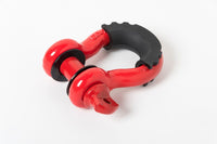 Bow Shackle 3/4" RED D-Ring 10500 lbs Pin & BLACK No noise Vibration Protector