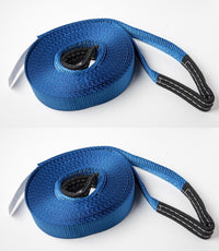 2xTow Strap 30ft 2" 14000lbs winch extension Vehicle recovery 6.5T 2x30 Mud Snow
