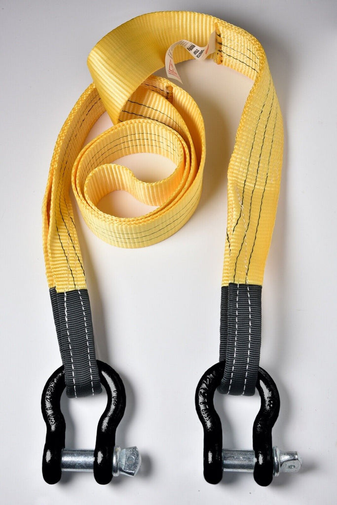 3" 20000lbs 3x10 Tow Strap+ two 7/8 Bow Shackle 10ft tree saver offroad recovery