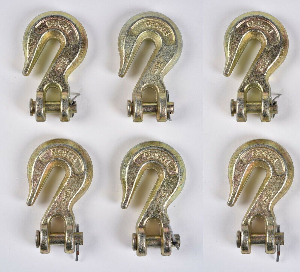 6x G70 5/16" Clevis Grab Hooks Tow Chain f Flatbed Trailer Tie Down Hauling Rig