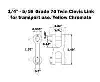 Lot 25 Twin Clevis Safety Chain Repair Link 1/4" 5/16" G70 Truck Trailer 4700WLL