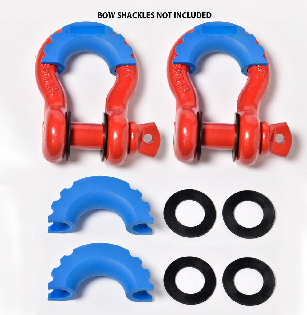 2x DRing BLUE Bow Shackle Isolator Jeep Off Road 3/4" Plastic SILENCER AntiNoise