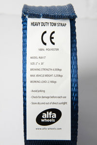 Tow Strap 20ft 2" Blue 14000lbs 6.5T winch sling recovery 2x20 Mud Snow SUV UTV