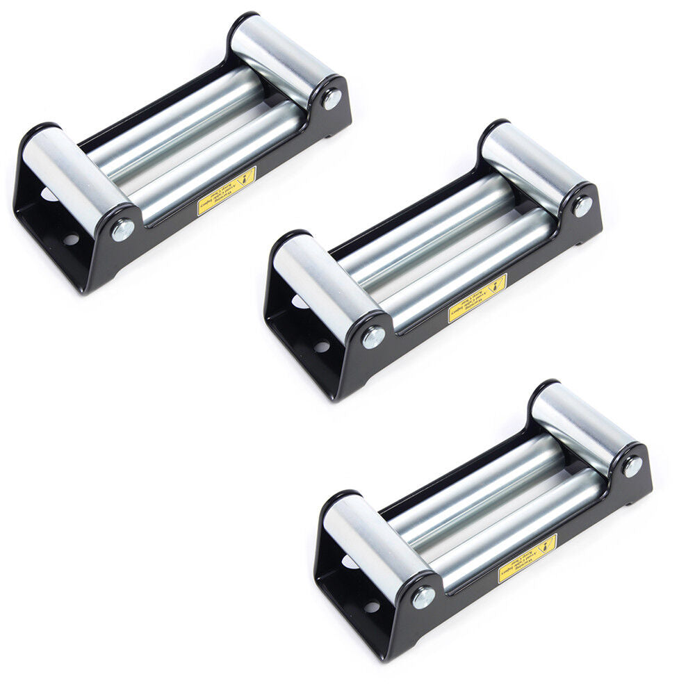 3 Pack Heavy Duty Winch Roller Fairlead 10" 4 Way Roller Cable Guide 12000 lb
