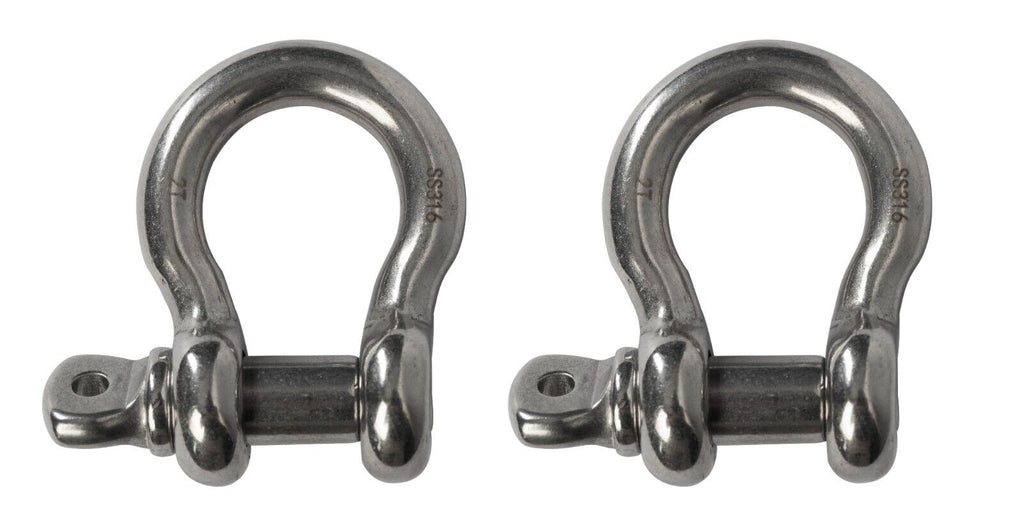 2(Two) 1/2" Marine Bow Shackle Clevis DRing 316 Stainless Steel Sailboat Rigging