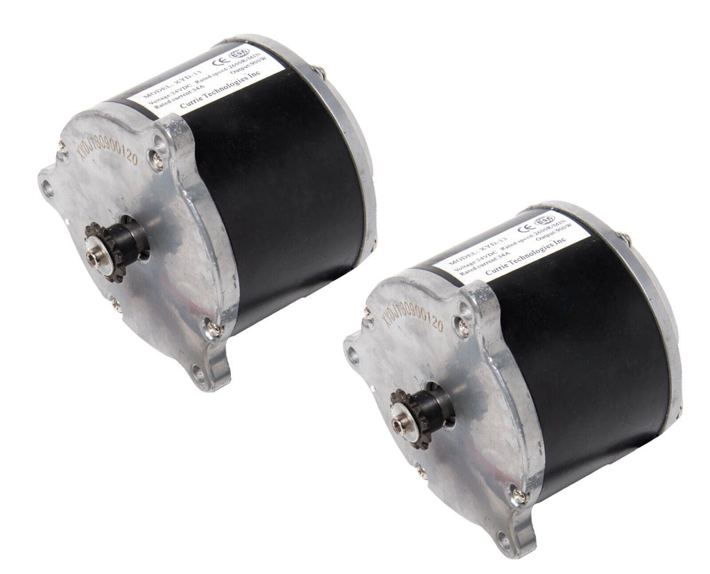 2 Pack - Currie Electric Scooter Motor 900W DC 24V XYD-13 w 11 Tooth #25 Chain