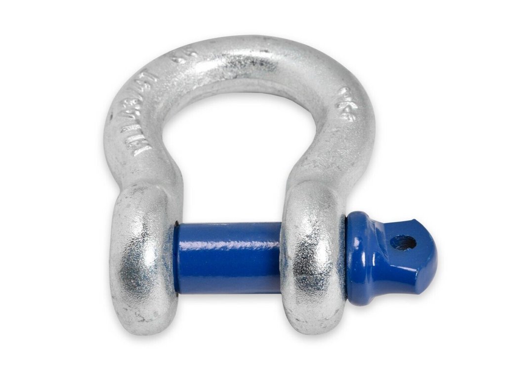Premium D-Ring 3/4" Bow Shackle Galv w BLUE 7/8" Screw Pin 10500 LB 4.75 Ton