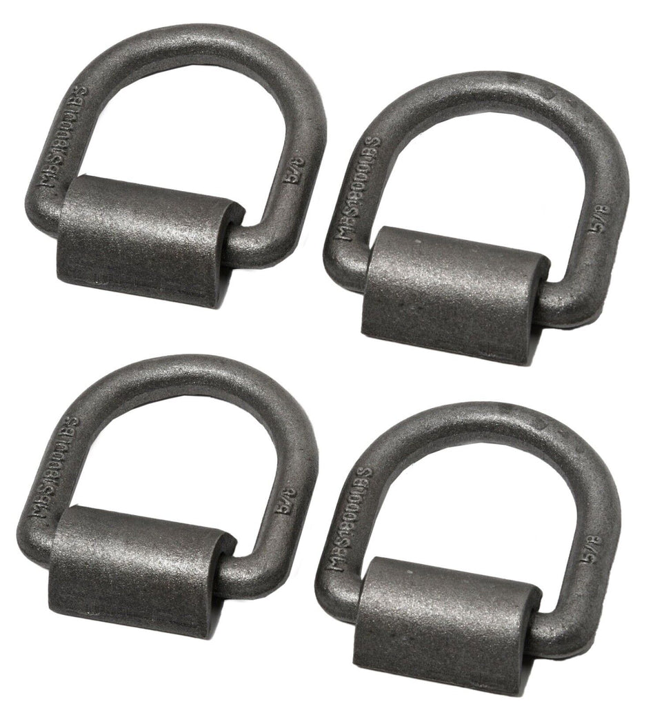 4x D Ring Weld On Tie Down 5/8" Flatbed Truck Trailer Chain Ratchet Strap Cargo