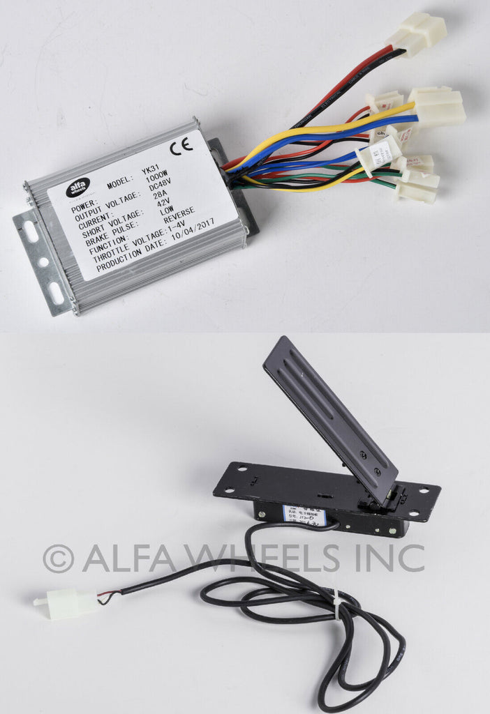 1000 W 48V DC Speed Controller w REVERSE & Foot Pedal Throttle f electric motor