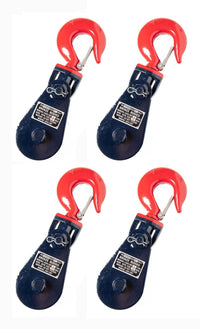 4x Snatch Pulley Block 4 Ton Crane Tow 4.5" w Hook f 1/2" Wire Roll Back Wrecker