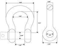 4x Bow Shackle Rigging Towing 7/8" Red D-Ring w 1" Clevis Screw Pin 14000 lbs