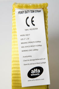 Auto SUV Truck Tow Strap 2"x20' Yellow 20000lb 9T 2x20 winch off-road recover