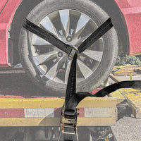 12pc Lasso Wheel Tow Truck Tie Down Axle Strap Ratchet J Finger Hook Tire Black