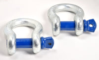 4x 7/8" Bow Shackle D-Ring Zinc Plated w Blue 1" Clevis Screw Pin 14000 lbs