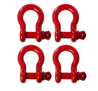 4x Bow Shackle Rigging Towing 7/8" Red D-Ring w 1" Clevis Screw Pin 14000 lbs