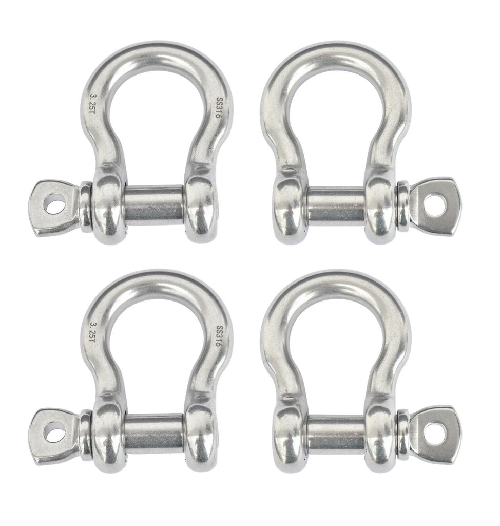 4x Marine Bow Shackle 5/8" Stainless Steel Clevis D-Ring 316 Sailboat Rigging