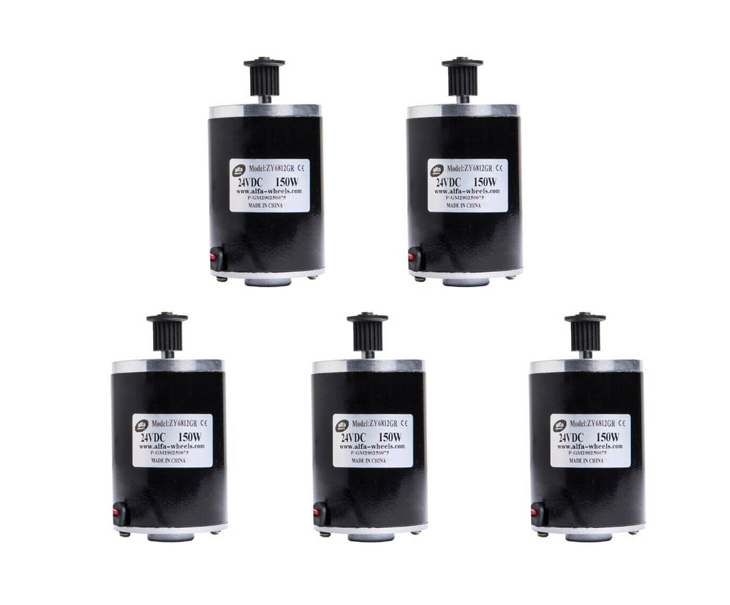 Five (5) 150W 24V DC electric brush motor Pulley f scooter project DIY 3M Belt