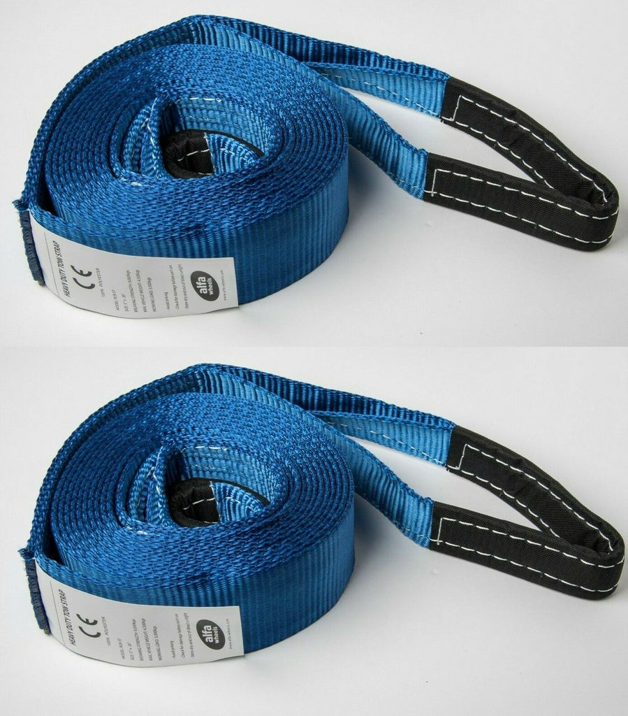 2x SUV Truck Tow Strap 3" 20000lbs BLUE 9T 3x20 ft car Pull winch OffRoad Snow