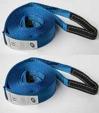 2x SUV Truck Tow Strap 3" 20000lbs BLUE 9T 3x20 ft car Pull winch OffRoad Snow