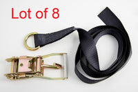 Pack of 8 Lasso Wheel Axle Strap Tow Truck Tie Down Ratchet J Finger Hook Tire