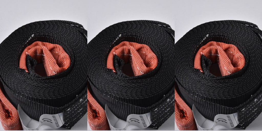 three(3) 3" 6.5 TON Tow Strap 20 ft winch sling off road UTV snatch recovery 4WD