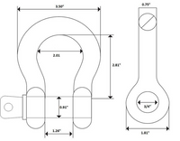 3/4" Bow Shackle BLACK Pin 10500 lbs RED Plastic noise vibration Reducer Jeep CJ
