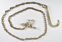 Long Shank J Hook Tow Chain 5/16" x 10' w RTJ Cluster & Grab Hook 4700 lbs WLL