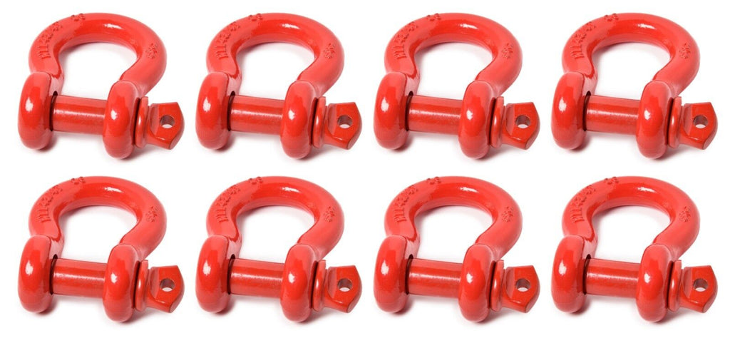 Lot of 8 Premium RED D-Ring 3/4" Bow Shackle Screw Pin 10500 LB Capacity Jeep CJ