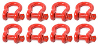 Lot of 8 Premium RED D-Ring 3/4" Bow Shackle Screw Pin 10500 LB Capacity Jeep CJ
