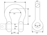 2x BLACK 3/4" Bow Shackles D Ring Screw Pin Jeep CJ Off-Road Anchor Bow 4 3/4TON