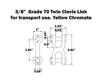 Twin Clevis Safety Chain Repair Link 3/8" Double G70 Truck Trailer 6600 WLL