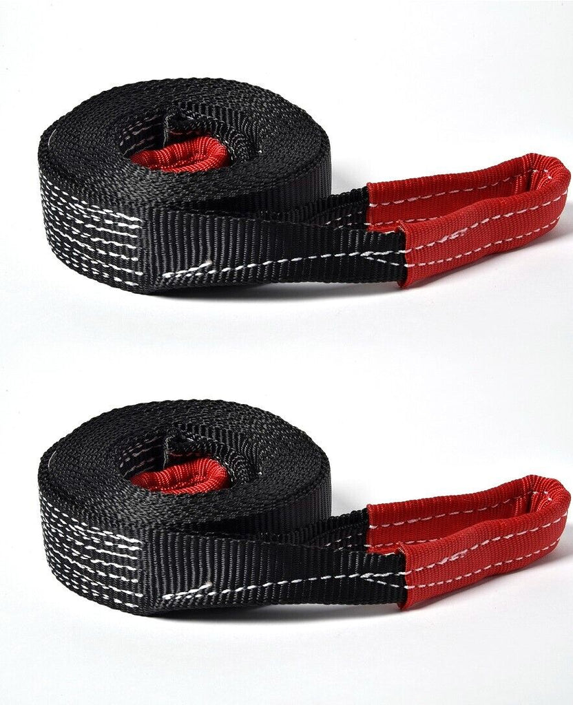 (2) Two Pack Tow Strap 2" 20' 4T 9000lbs 2x20 winch sling Off Road ATV UTV