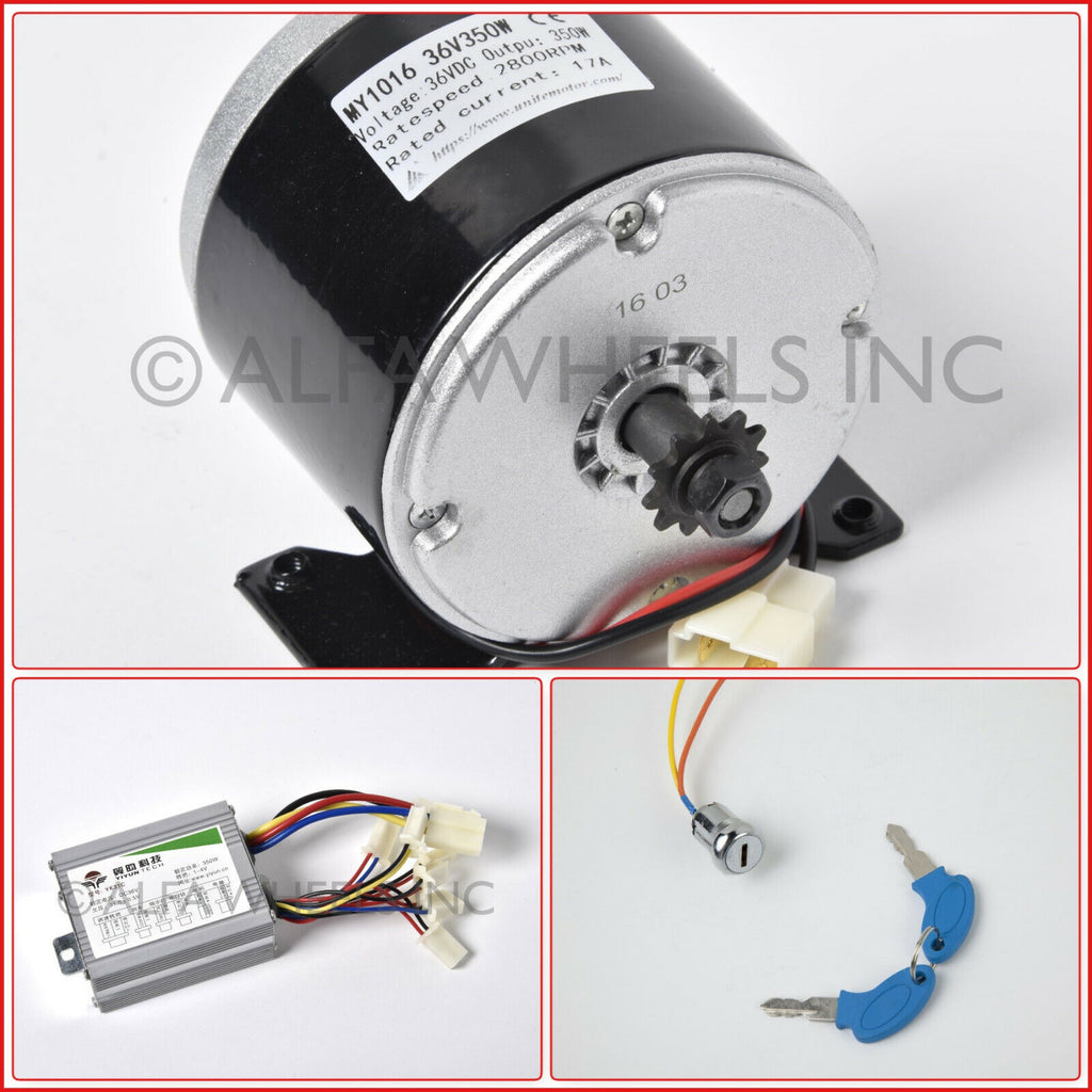 Electric Motor 350 W 36 V 36V Go-kart 1016 kit w speed controller & key switch